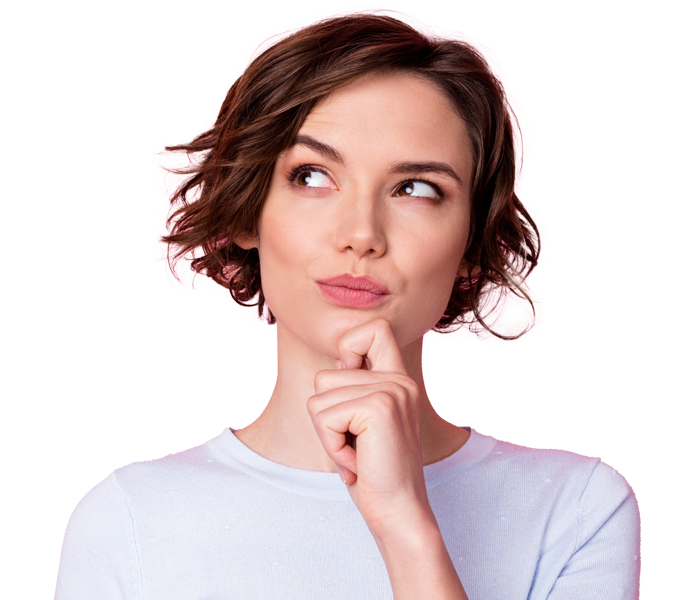Woman thinking about a question.